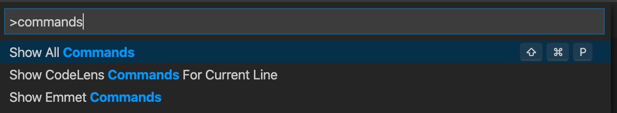 VSCode: Show all commands
